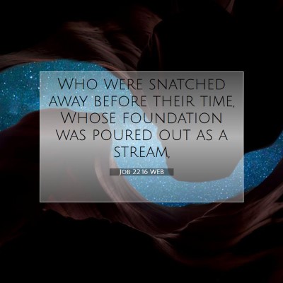 Picture 07 - Job 22:16 WEB - Who were snatched away before their time, Whose - Bible Verse Picture