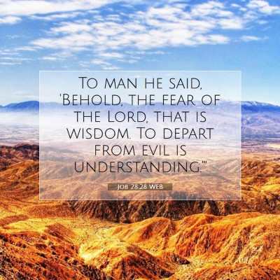 Picture 07 - Job 28:28 WEB - To man he said, 'Behold, the fear of the Lord, - Bible Verse Picture