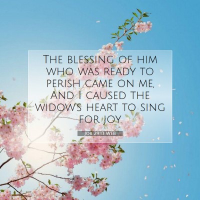 Picture 07 - Job 29:13 WEB - The blessing of him who was ready to perish came - Bible Verse Picture