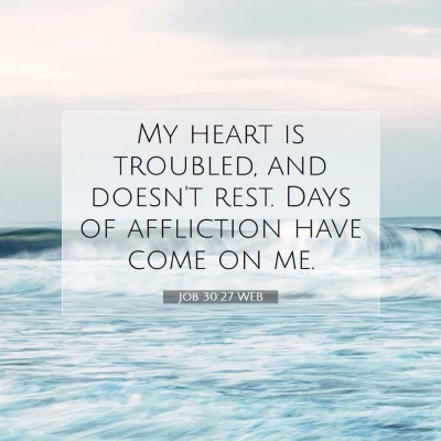 Picture 07 - Job 30:27 WEB - My heart is troubled, and doesn't rest. Days of - Bible Verse Picture
