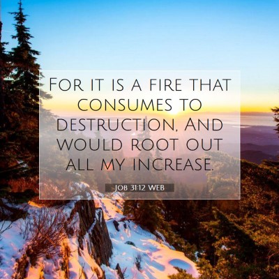 Picture 07 - Job 31:12 WEB - For it is a fire that consumes to destruction, - Bible Verse Picture