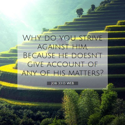 Picture 07 - Job 33:13 WEB - Why do you strive against him, Because he doesn't - Bible Verse Picture