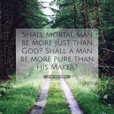 Picture 07 - Job 4:17 WEB - 'Shall mortal man be more just than God? Shall a - Bible Verse Picture