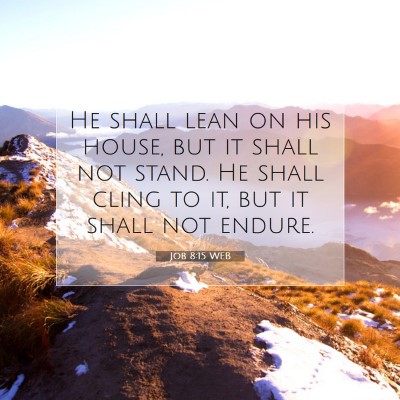 Picture 07 - Job 8:15 WEB - He shall lean on his house, but it shall not - Bible Verse Picture