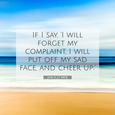 Picture 07 - Job 9:27 WEB - If I say, 'I will forget my complaint, I will put - Bible Verse Picture