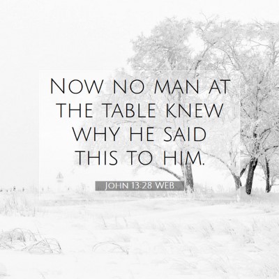 Picture 07 - John 13:28 WEB - Now no man at the table knew why he said this to - Bible Verse Picture