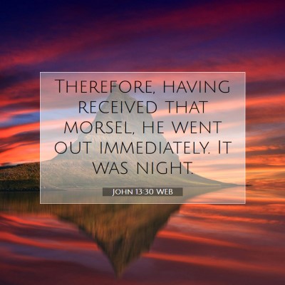 Picture 07 - John 13:30 WEB - Therefore, having received that morsel, he went - Bible Verse Picture