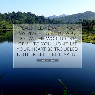 Picture 07 - John 14:27 WEB - Peace I leave with you. My peace I give to you; - Bible Verse Picture