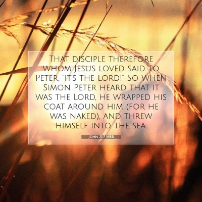 Picture 07 - John 21:7 WEB - That disciple therefore whom Jesus loved said to - Bible Verse Picture
