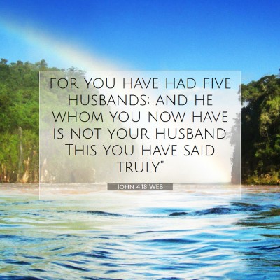 Picture 07 - John 4:18 WEB - for you have had five husbands; and he whom you - Bible Verse Picture