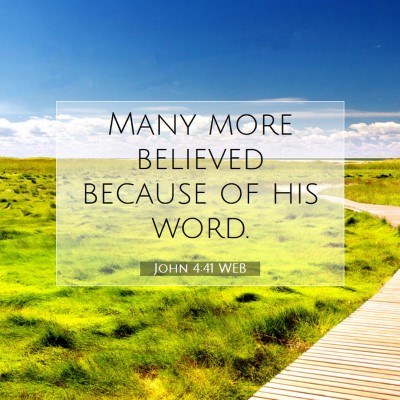 Picture 07 - John 4:41 WEB - Many more believed because of his - Bible Verse Picture