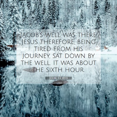 Picture 07 - John 4:6 WEB - Jacob's well was there. Jesus therefore, being - Bible Verse Picture