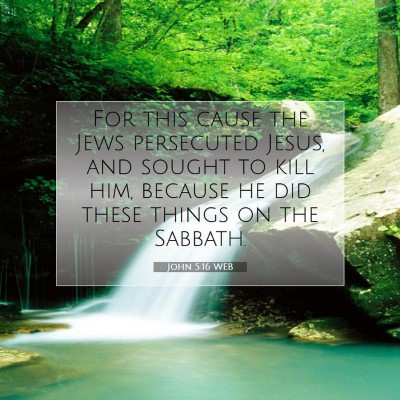 Picture 07 - John 5:16 WEB - For this cause the Jews persecuted Jesus, and - Bible Verse Picture