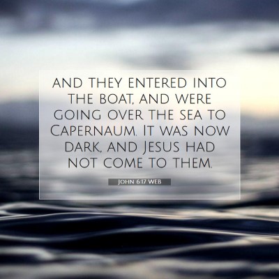 Picture 07 - John 6:17 WEB - and they entered into the boat, and were going - Bible Verse Picture