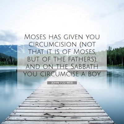 Picture 07 - John 7:22 WEB - Moses has given you circumcision (not that it is - Bible Verse Picture