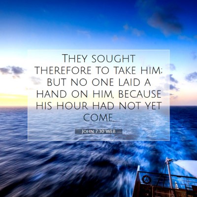 Picture 07 - John 7:30 WEB - They sought therefore to take him; but no one - Bible Verse Picture