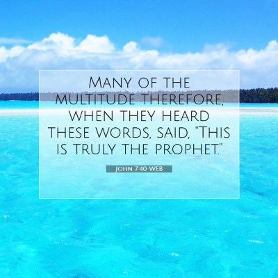 Picture 07 - John 7:40 WEB - Many of the multitude therefore, when they heard - Bible Verse Picture