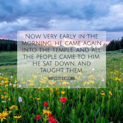 Picture 07 - John 8:2 WEB - Now very early in the morning, he came again into - Bible Verse Picture
