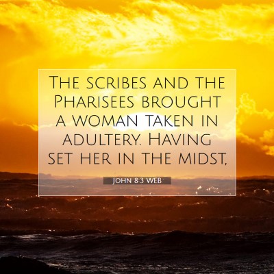 Picture 07 - John 8:3 WEB - The scribes and the Pharisees brought a woman - Bible Verse Picture