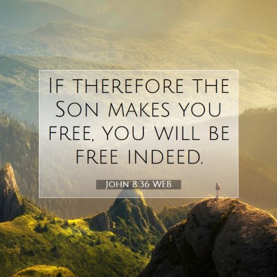Picture 07 - John 8:36 WEB - If therefore the Son makes you free, you will be - Bible Verse Picture