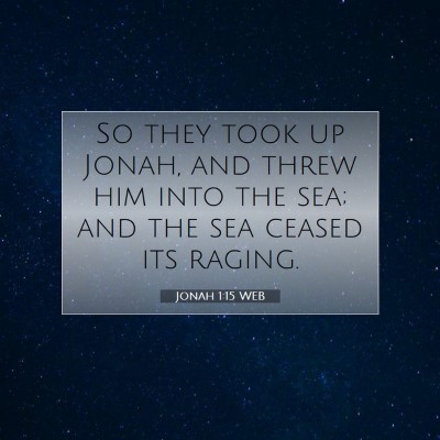 Picture 07 - Jonah 1:15 WEB - So they took up Jonah, and threw him into the - Bible Verse Picture