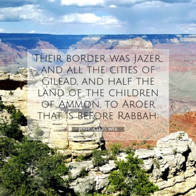 Picture 07 - Joshua 13:25 WEB - Their border was Jazer, and all the cities of - Bible Verse Picture