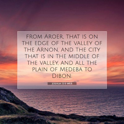 Picture 07 - Joshua 13:9 WEB - from Aroer, that is on the edge of the valley of - Bible Verse Picture