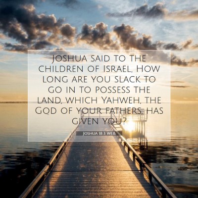Picture 07 - Joshua 18:3 WEB - Joshua said to the children of Israel, How long - Bible Verse Picture