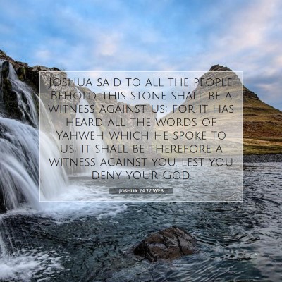 Picture 07 - Joshua 24:27 WEB - Joshua said to all the people, Behold, this stone - Bible Verse Picture