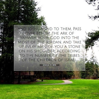 Picture 07 - Joshua 4:5 WEB - and Joshua said to them, Pass over before the ark - Bible Verse Picture