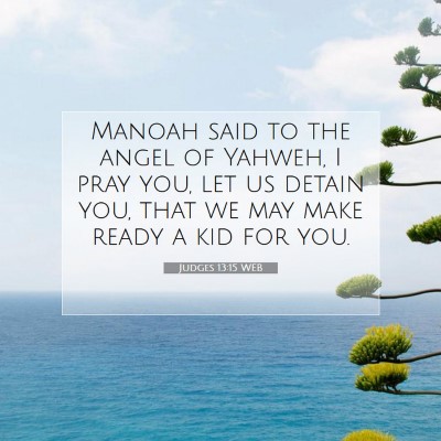 Picture 07 - Judges 13:15 WEB - Manoah said to the angel of Yahweh, I pray you, - Bible Verse Picture