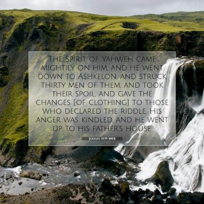 Picture 07 - Judges 14:19 WEB - The Spirit of Yahweh came mightily on him, and he - Bible Verse Picture