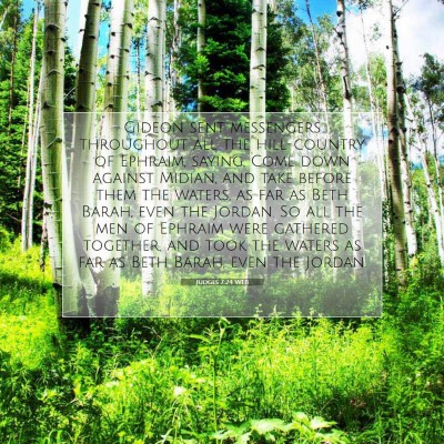 Picture 07 - Judges 7:24 WEB - Gideon sent messengers throughout all the - Bible Verse Picture