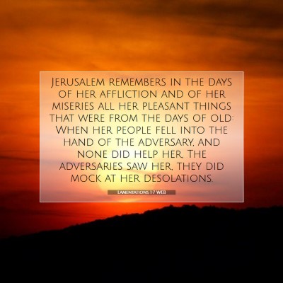 Picture 07 - Lamentations 1:7 WEB - Jerusalem remembers in the days of her affliction - Bible Verse Picture
