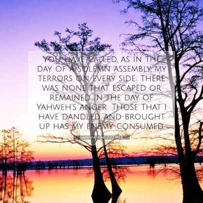 Picture 07 - Lamentations 2:22 WEB - You have called, as in the day of a solemn - Bible Verse Picture