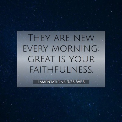 Picture 07 - Lamentations 3:23 WEB - They are new every morning; great is your - Bible Verse Picture