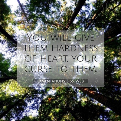 Picture 07 - Lamentations 3:65 WEB - You will give them hardness of heart, your curse - Bible Verse Picture