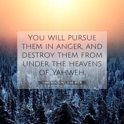 Picture 07 - Lamentations 3:66 WEB - You will pursue them in anger, and destroy them - Bible Verse Picture