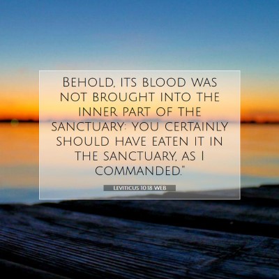 Picture 07 - Leviticus 10:18 WEB - Behold, its blood was not brought into the inner - Bible Verse Picture