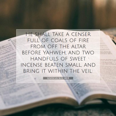 Picture 07 - Leviticus 16:12 WEB - He shall take a censer full of coals of fire from - Bible Verse Picture