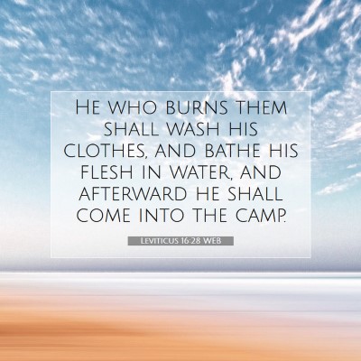 Picture 07 - Leviticus 16:28 WEB - He who burns them shall wash his clothes, and - Bible Verse Picture