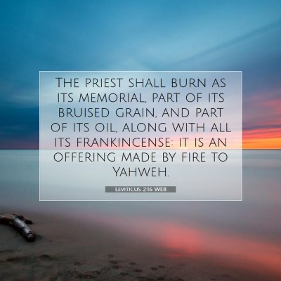 Picture 07 - Leviticus 2:16 WEB - The priest shall burn as its memorial, part of - Bible Verse Picture