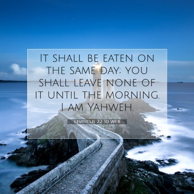 Picture 07 - Leviticus 22:30 WEB - It shall be eaten on the same day; you shall - Bible Verse Picture