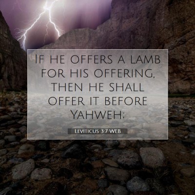 Picture 07 - Leviticus 3:7 WEB - If he offers a lamb for his offering, then he - Bible Verse Picture