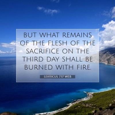 Picture 07 - Leviticus 7:17 WEB - but what remains of the flesh of the sacrifice on - Bible Verse Picture