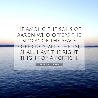 Picture 07 - Leviticus 7:33 WEB - He among the sons of Aaron who offers the blood - Bible Verse Picture