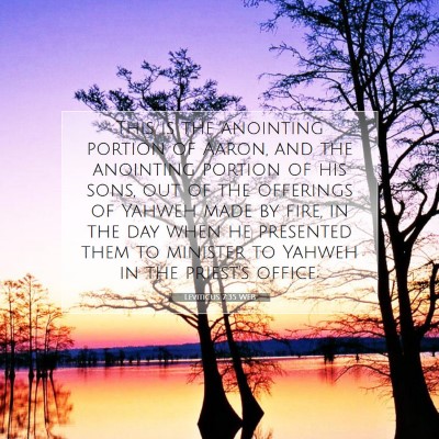 Picture 07 - Leviticus 7:35 WEB - This is the anointing portion of Aaron, and the - Bible Verse Picture