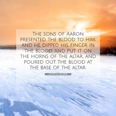 Picture 07 - Leviticus 9:9 WEB - The sons of Aaron presented the blood to him; and - Bible Verse Picture