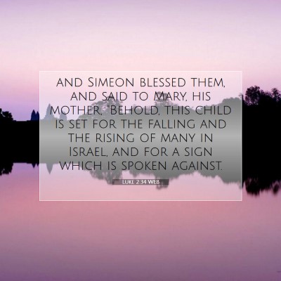 Picture 07 - Luke 2:34 WEB - and Simeon blessed them, and said to Mary, his - Bible Verse Picture