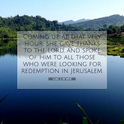 Picture 07 - Luke 2:38 WEB - Coming up at that very hour, she gave thanks to - Bible Verse Picture